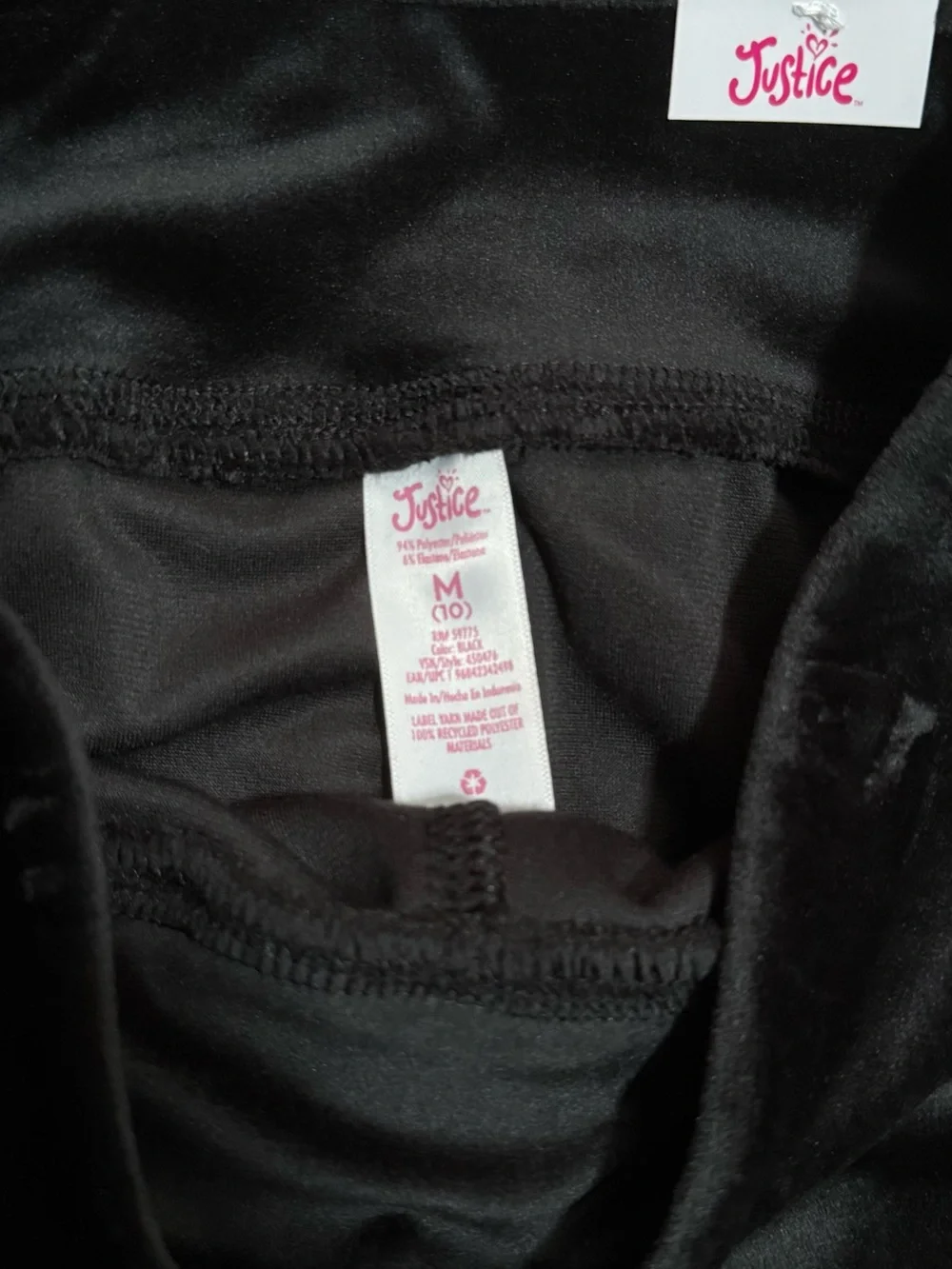 Justice Black Girls' Velour Leggings